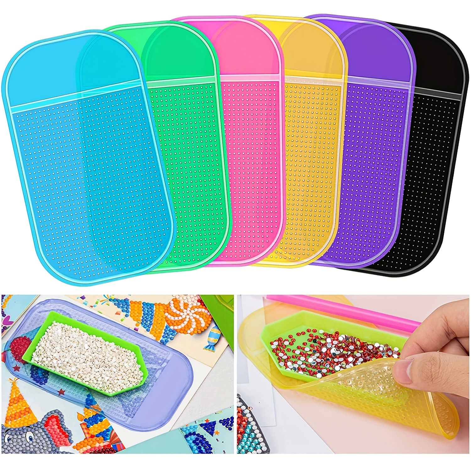 

6pcs Diamond Art Anti-slip Tools Sticky Mat For Diamond Painting Sticky Gel Pad Non-slip Universal Mount Holder 5.6 X 3.3 Inch For Holding Tray 5d Diamond Embroidery Accessories For Adults