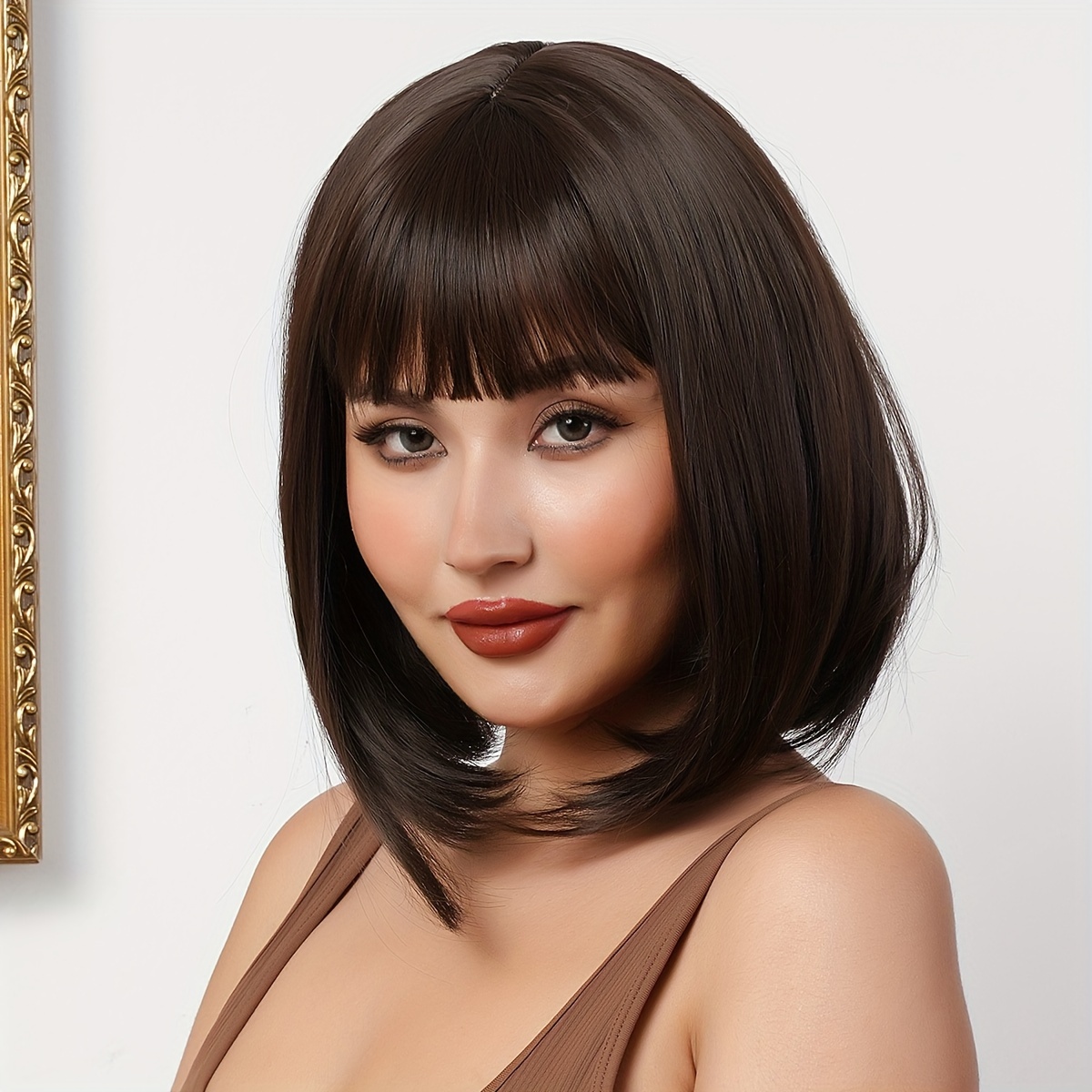 Ombre Short Straight Bob Hair Con Frangia Laterale Pixie Cut - Temu Italy