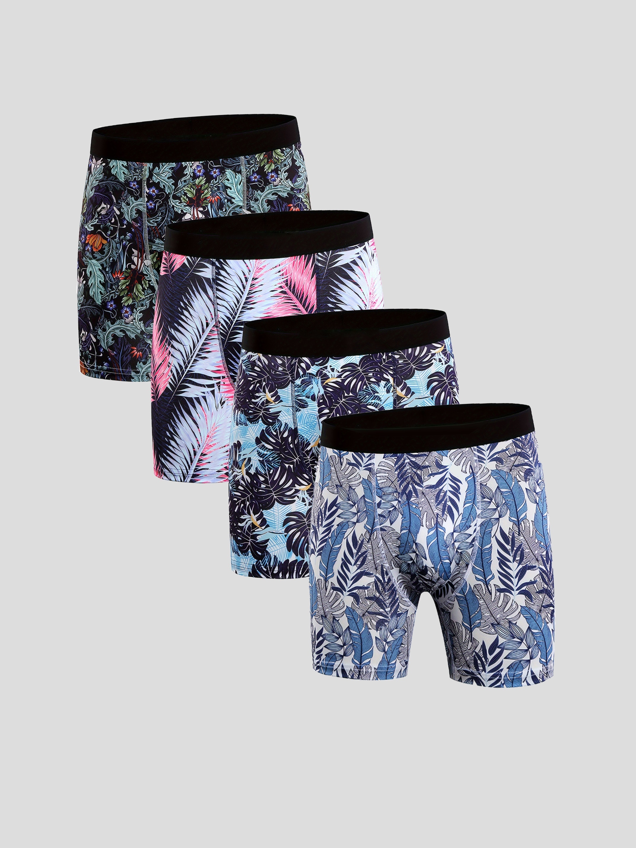 4pcs Men's Fashion Sexy Leopard Print Breathable Comfortable Boxer Briefs  Underwear