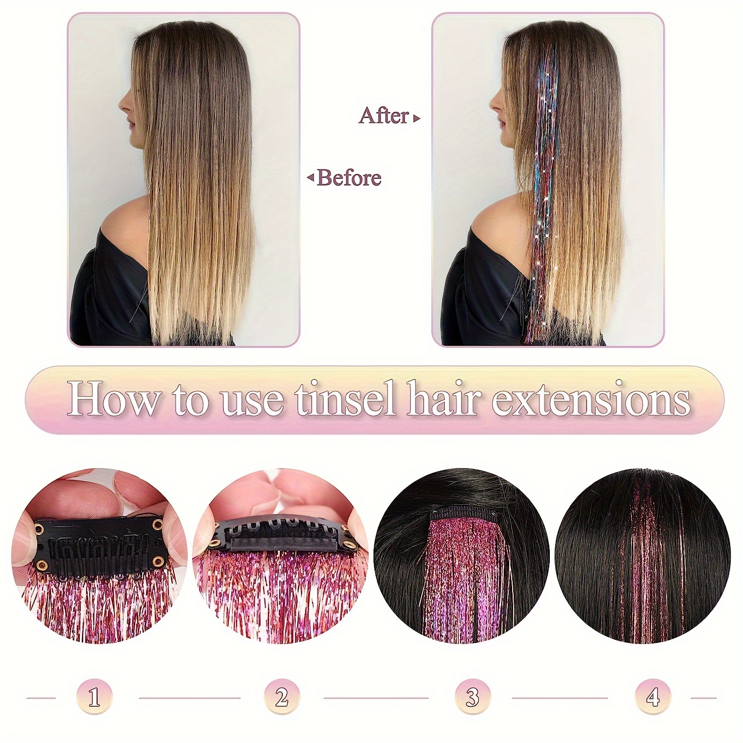 Tinsel Hair Extensions 6 Extensions / 15 Minutes