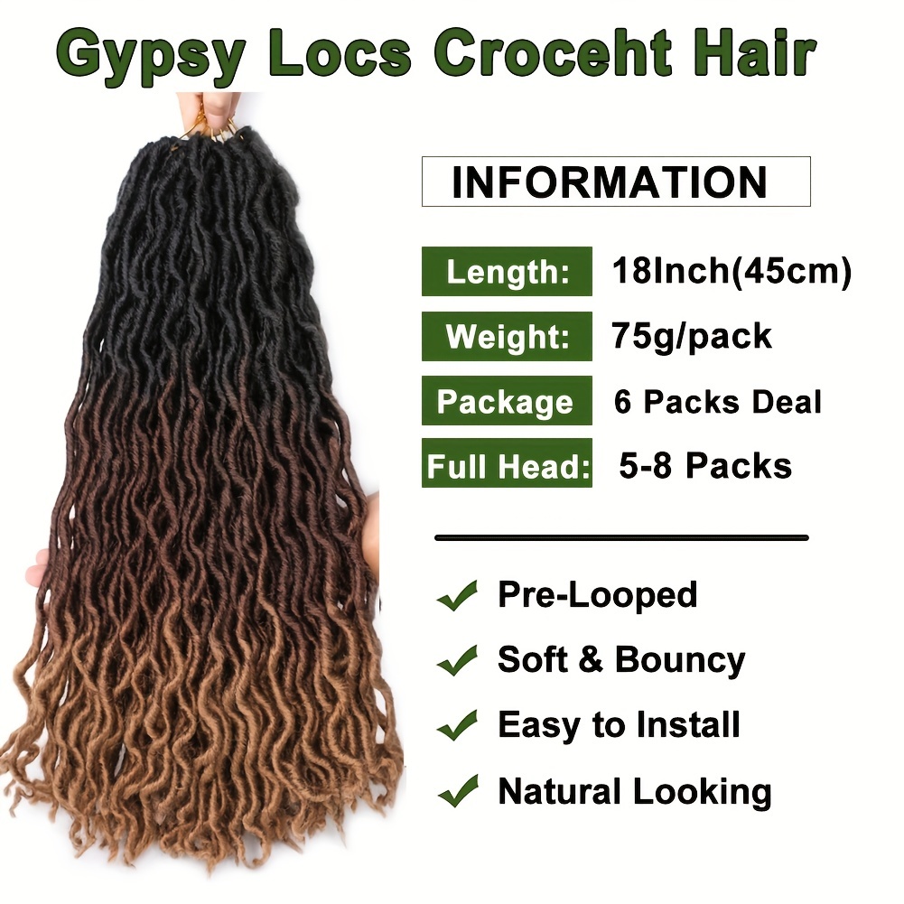 Synthetic Ombre Gypsy Goddess Faux Locs Crochet Hair - Temu