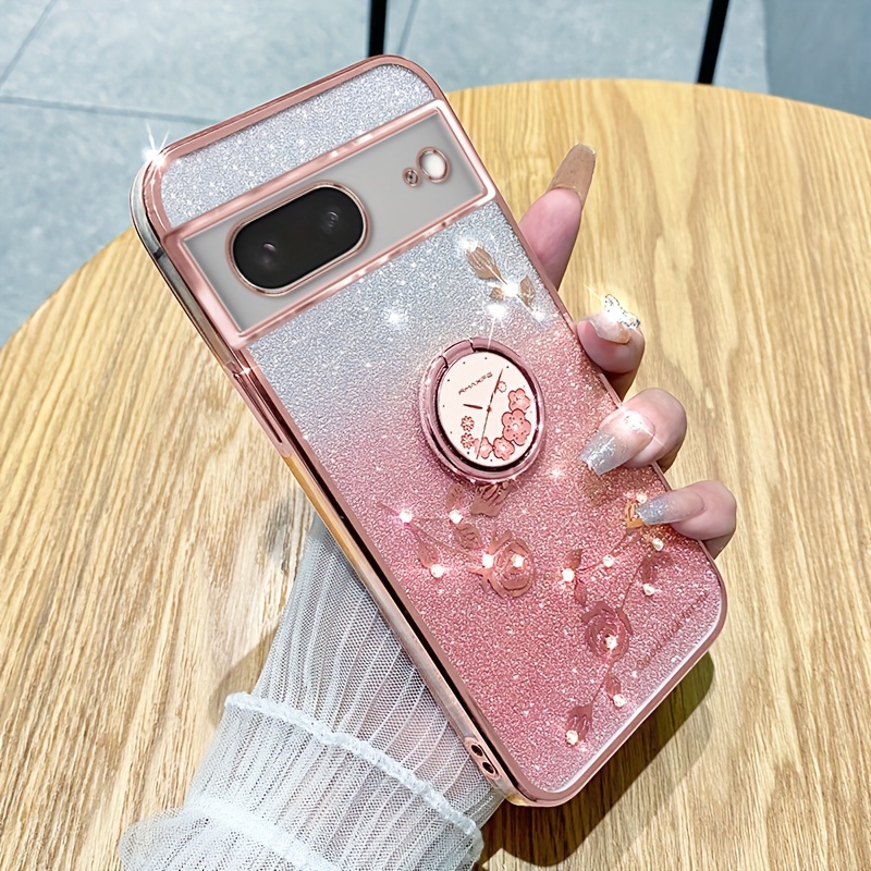 Gradient Glitter Eternal Flower Diamond encrusted Phone Case Temu