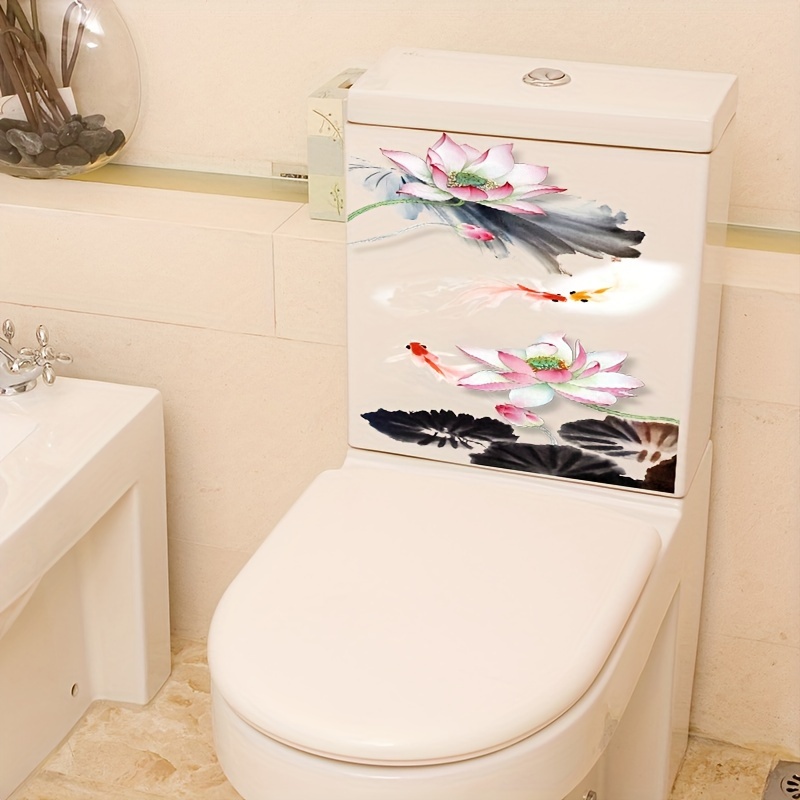 1pc Estilo Chino 3d Lotus Koi Fish Pegatinas Pared Vinilo - Temu Mexico