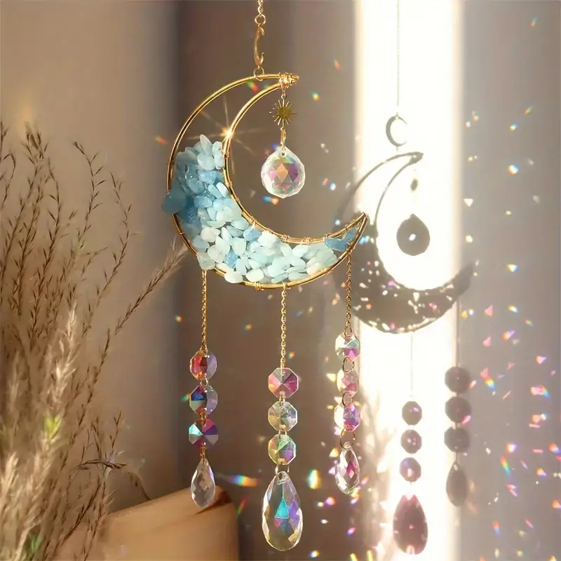 Décoration du jardin,Carillon de vent en cristal étoile lune pendentif  soleil Suncatcher plaqué perles colorées suspendus - Type 5 - Cdiscount  Jardin