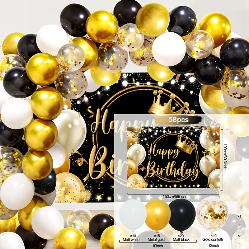 1 Set Black Golden Blue Gold Background Cloth Latex Balloon Birthday Party  Decoration | Today's Best Daily Deals | Temu