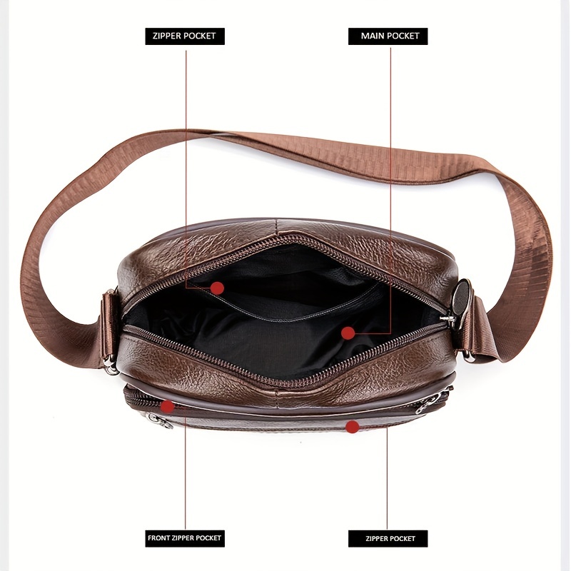 Leather Crossbody Chest Bag Multifunctional Sling Bag
