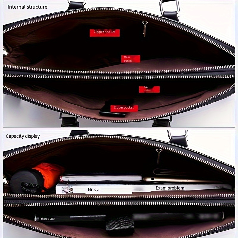 Crocodile Pattern Men's Handbag Business Ready for Daily Commute