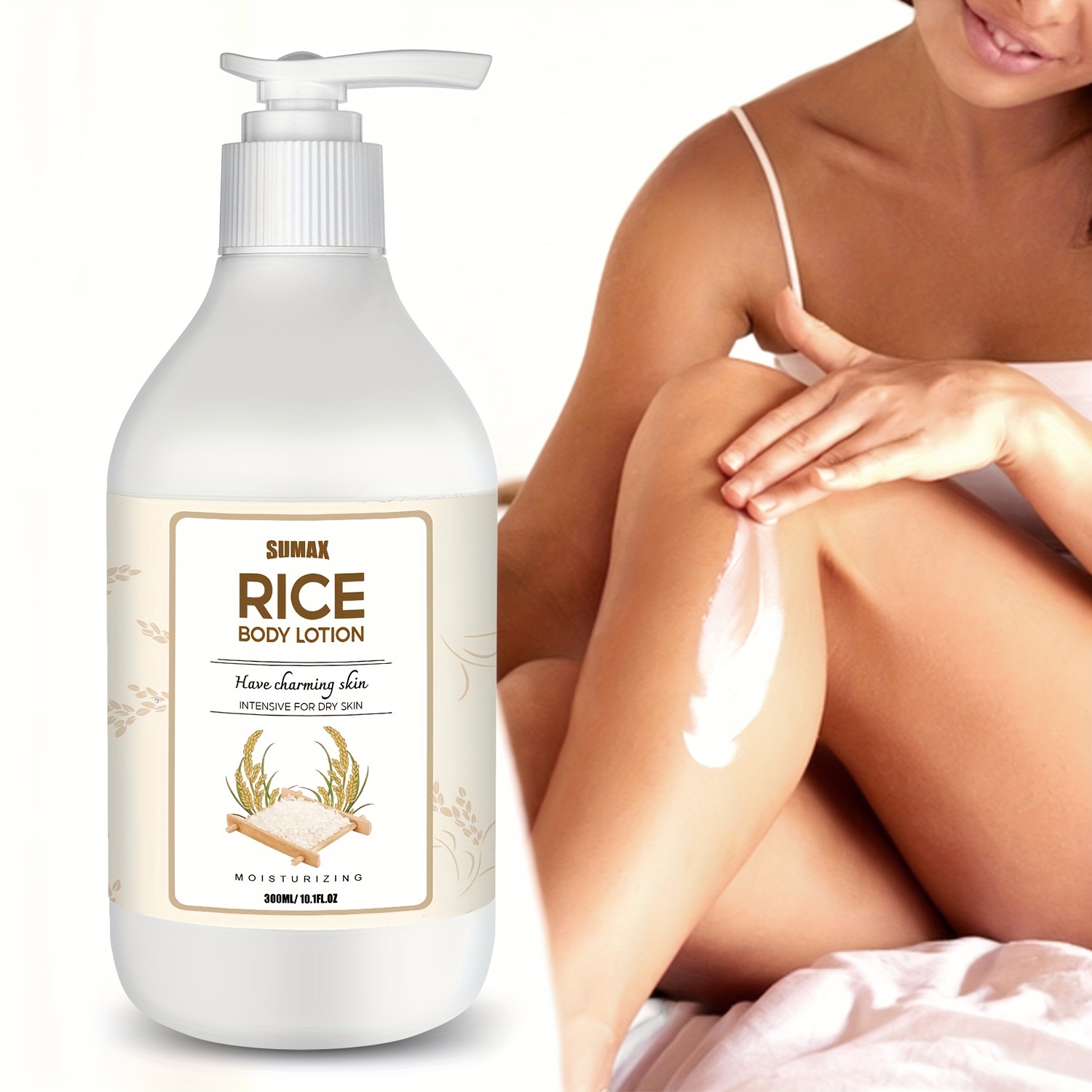 

300ml Rice Body Lotion With Rice Extract And Vitamin E, Replenishes Water And Keeps Skin Moisturized - 10oz