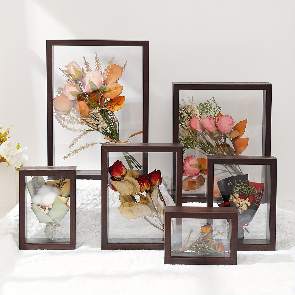 Flower Display Frame Transparent Bouquet Dry Flower Wood Frame Display Box  Wall Mount Flower Specimen Storage Frame Home Decor - AliExpress