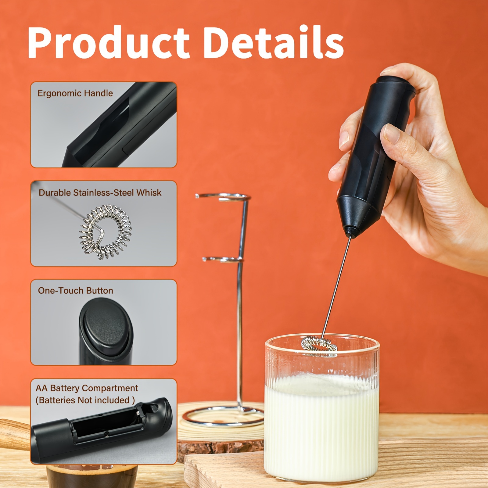 Electric Milk Frother, Handheld, Battery Operated Whisk Beater