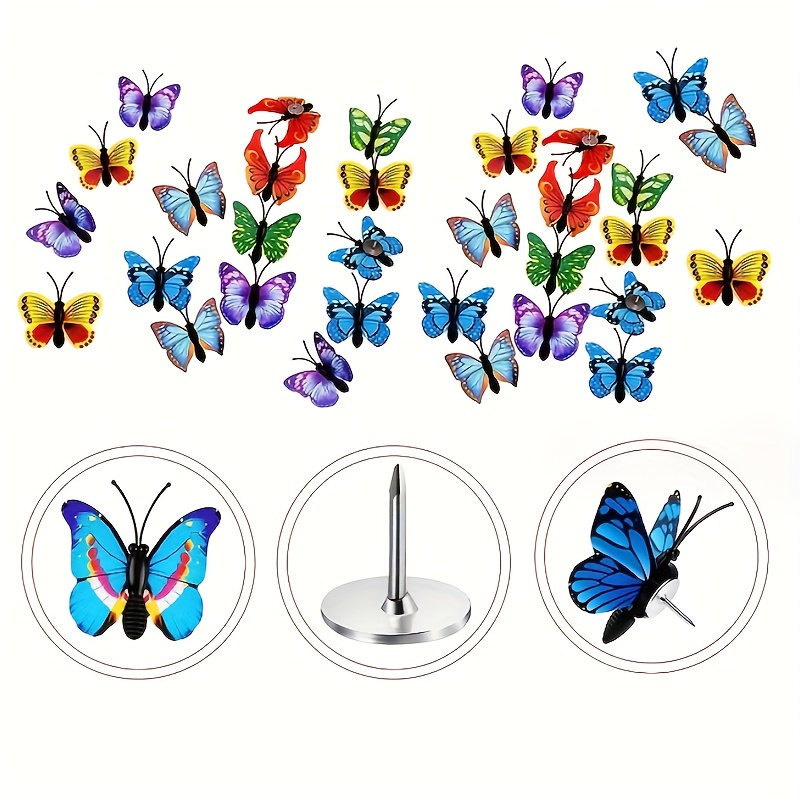 Set of 30 3D Butterfly Studs for Home Wall Decoration