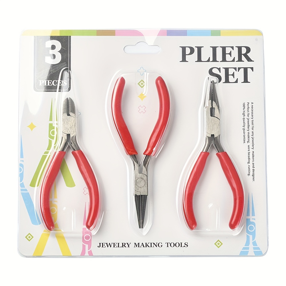 Jewelry Pliers, 3pcs Jewelry Making Pliers Tools with Needle Nose Pliers/Chain Nose Pliers, Round Nose Pliers and Wire Cutter for Jewelry Repair, Wire