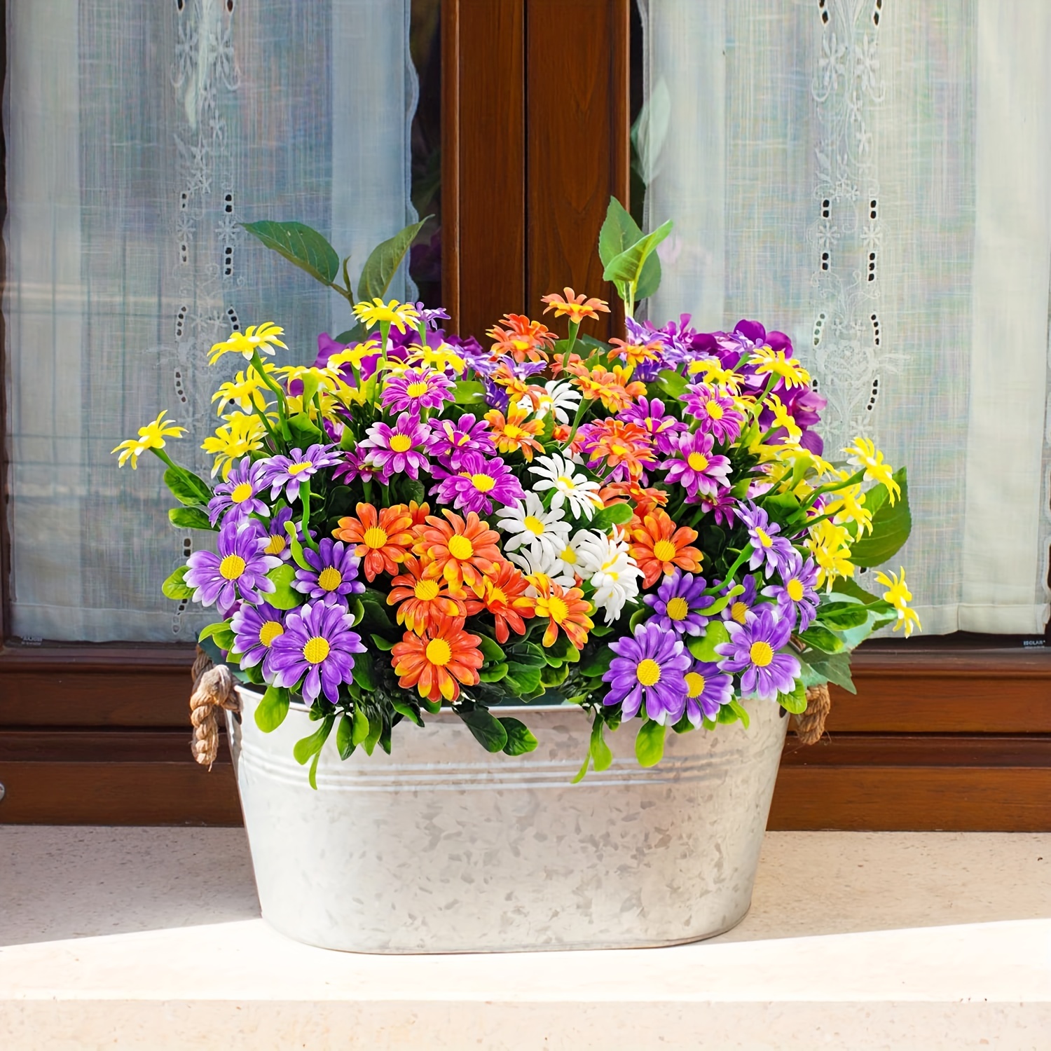 5 Pacchi Margherite Artificiali Fiori Plastica Esterni - Temu Italy