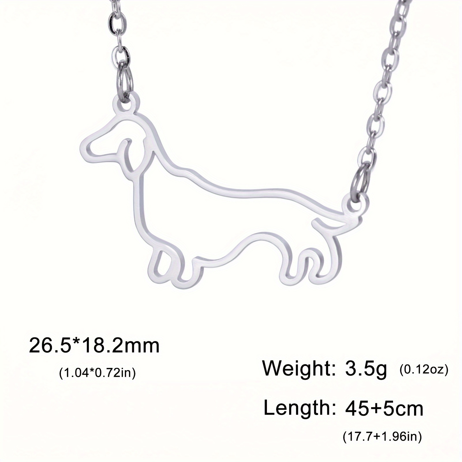 Stainless Steel Hollow Out Dog Pendant Necklace, Versatile Accessory