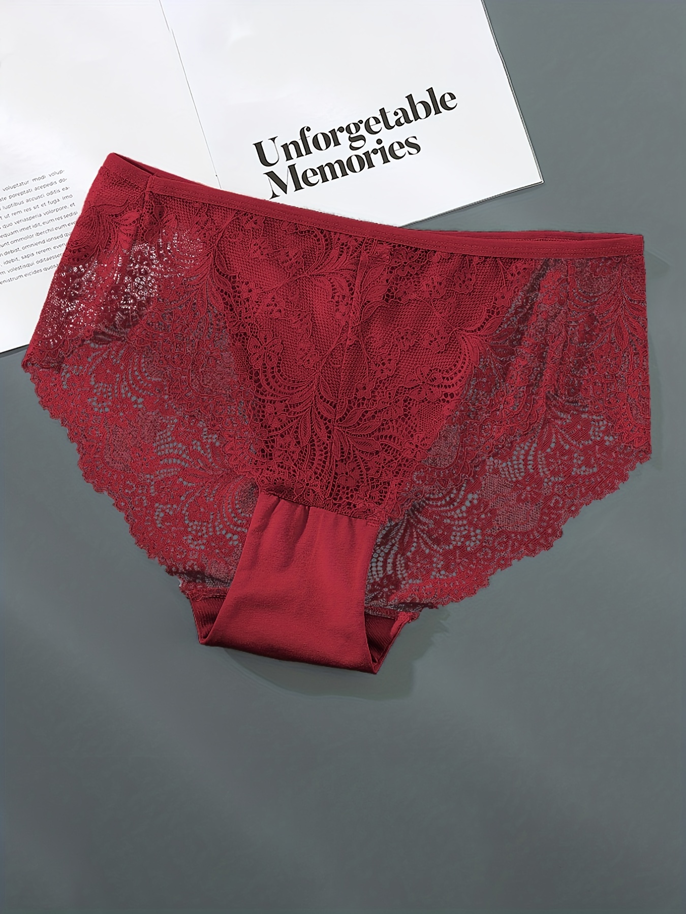 Dropship 4 Pack Plus Size Floral Print Contrast Lace Panties