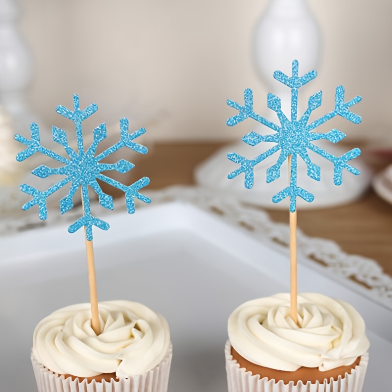 10pcs Snowflake Cake Decorations For Christmas Party Birthday Wedding