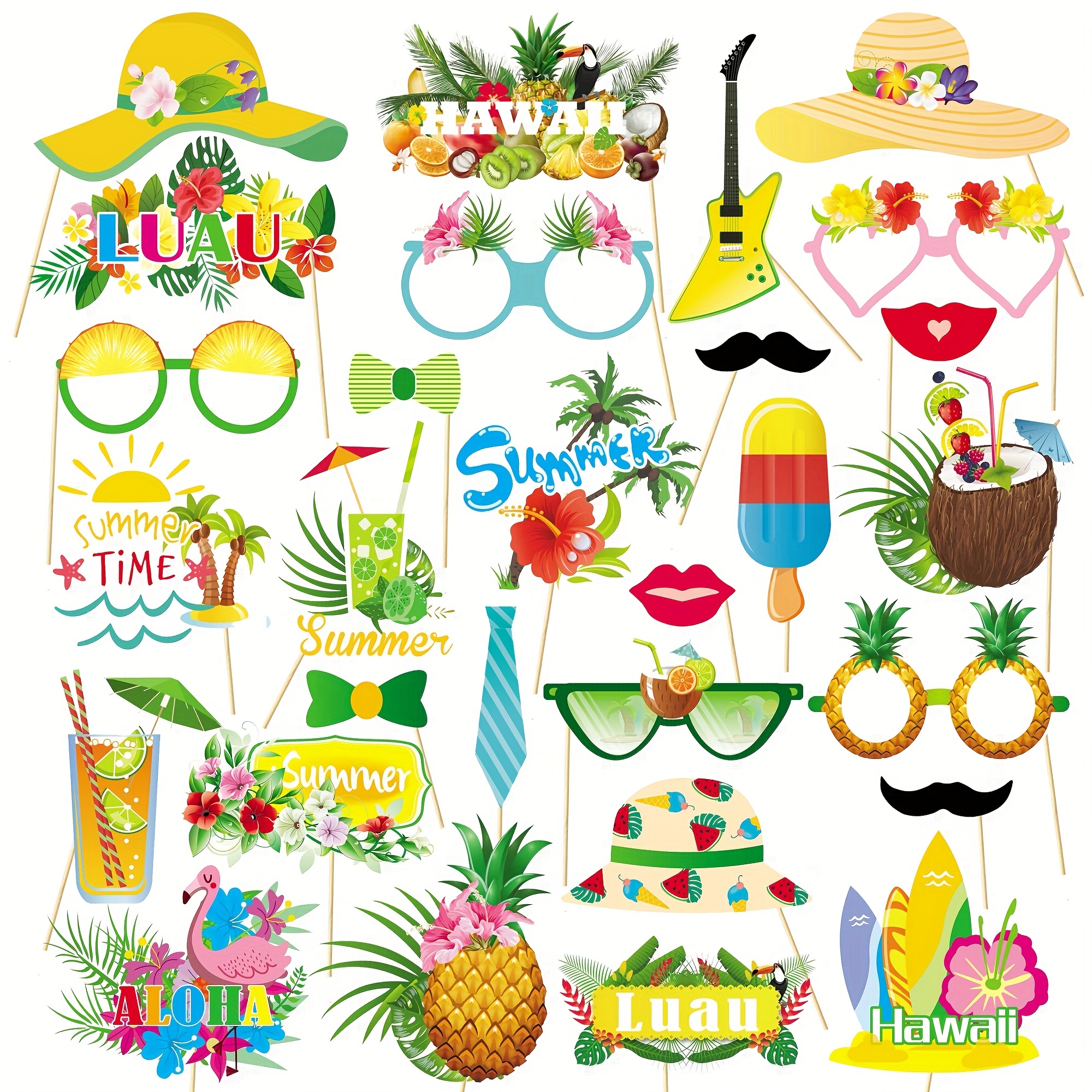 138 Piezas Decoraciones Fiesta Hawaiana, Suministros Cumpleaños Tropicales,  Decoraciones Fiesta Hawaiana Tema Playa Verano - Juguetes - Temu