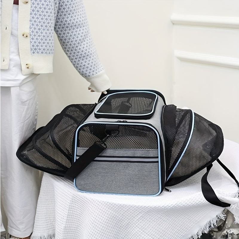 Breathable And Expandable Soft-sided Cat Carrier With Removable Fleece Pad  - Perfect For Traveling With Your Furry Friend - Temu