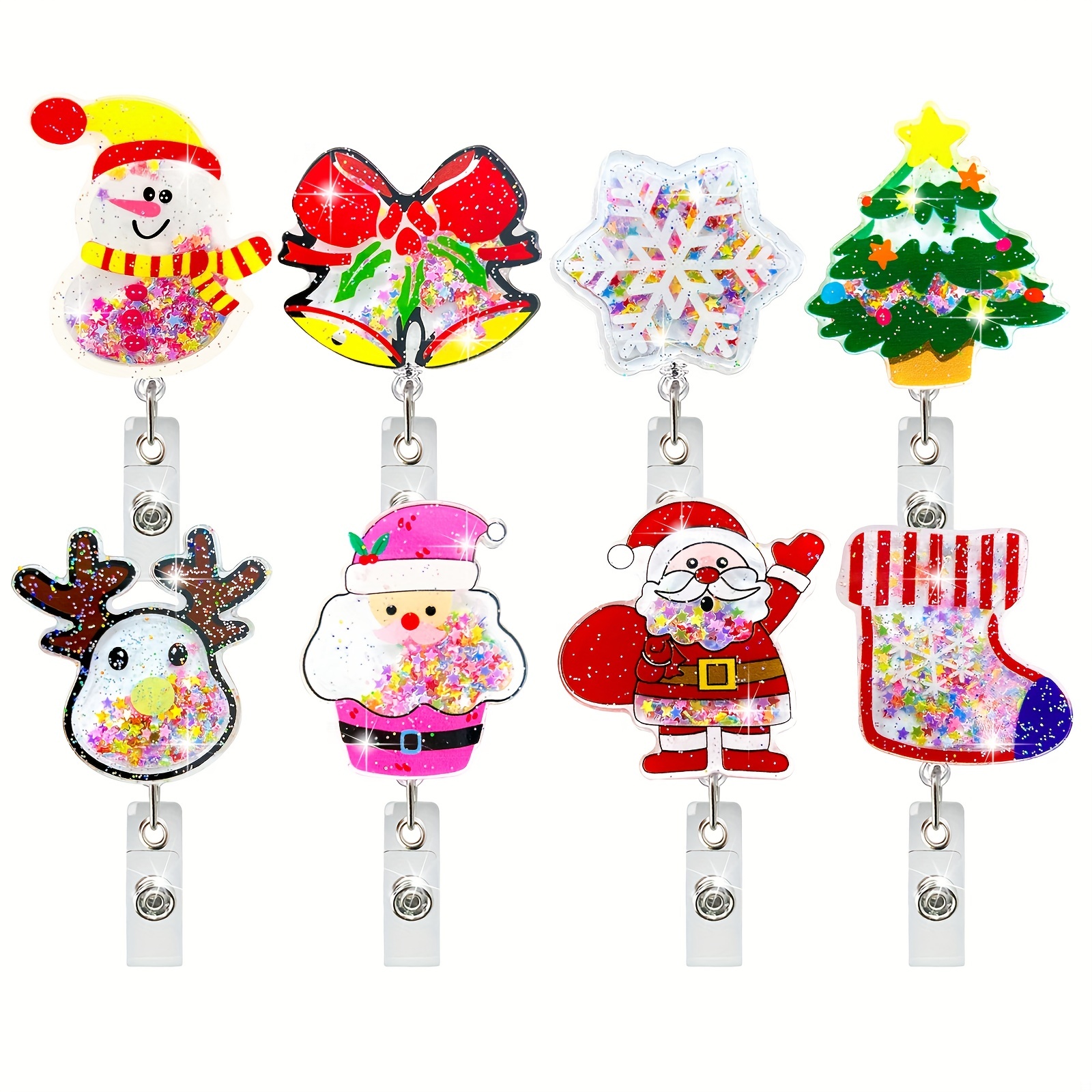 Happy Christmas Cartoon Acrylic Snowman Tree Badge Reel - Temu