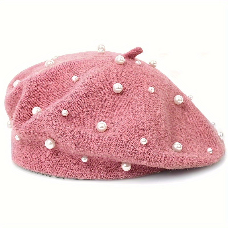 Pearl Women's Solid Warm Beret for Daily Use