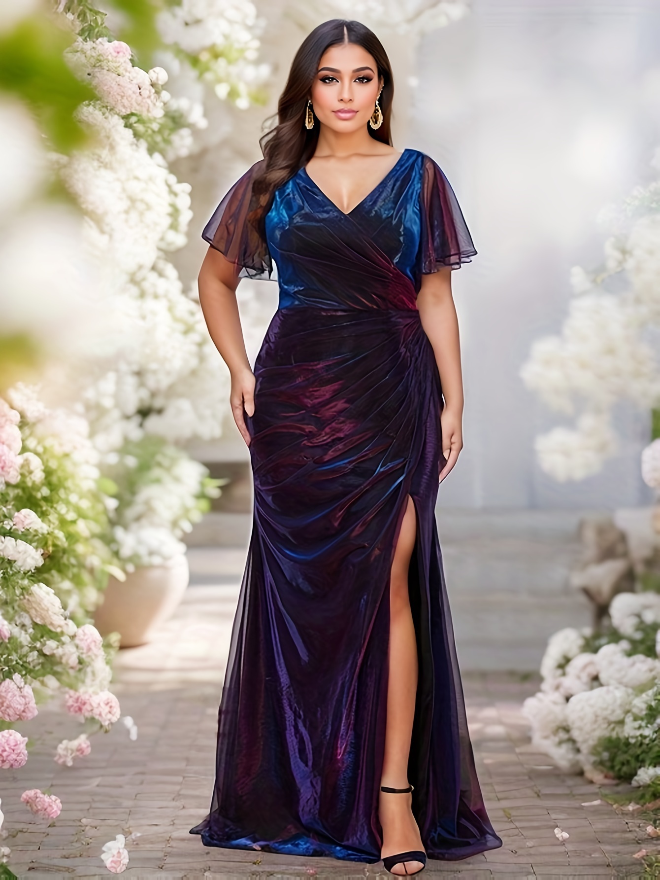 Plus Size Elegant Wedding Guest Dress Women s Plus Contrast Temu