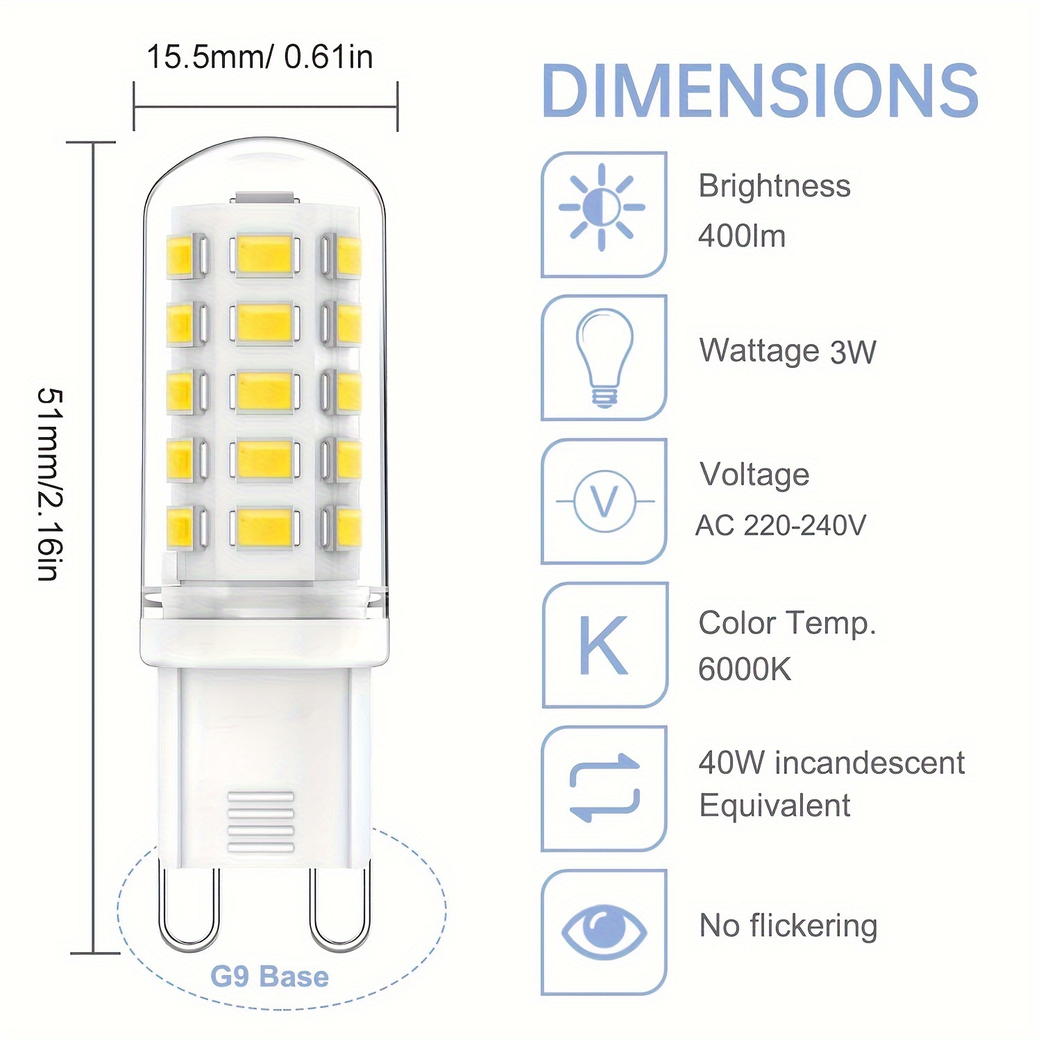 G9 Ampoule LED 3W Dimmable Puissance Équivalente À 40W - Temu France
