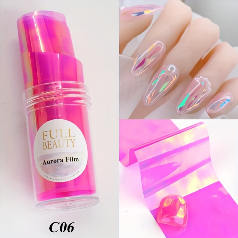 Aurora Nail Foil Ice Cube Cellophane Broken Glass Film Stickers Shiny Paper  DIY