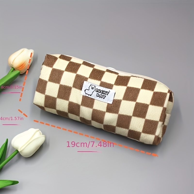  Corduroy Large Makeup Bags with Small Checkered Makeup