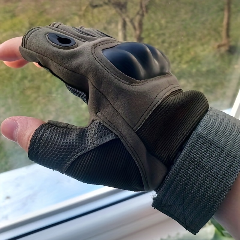 Fingerless Leather Tactical Black Gloves