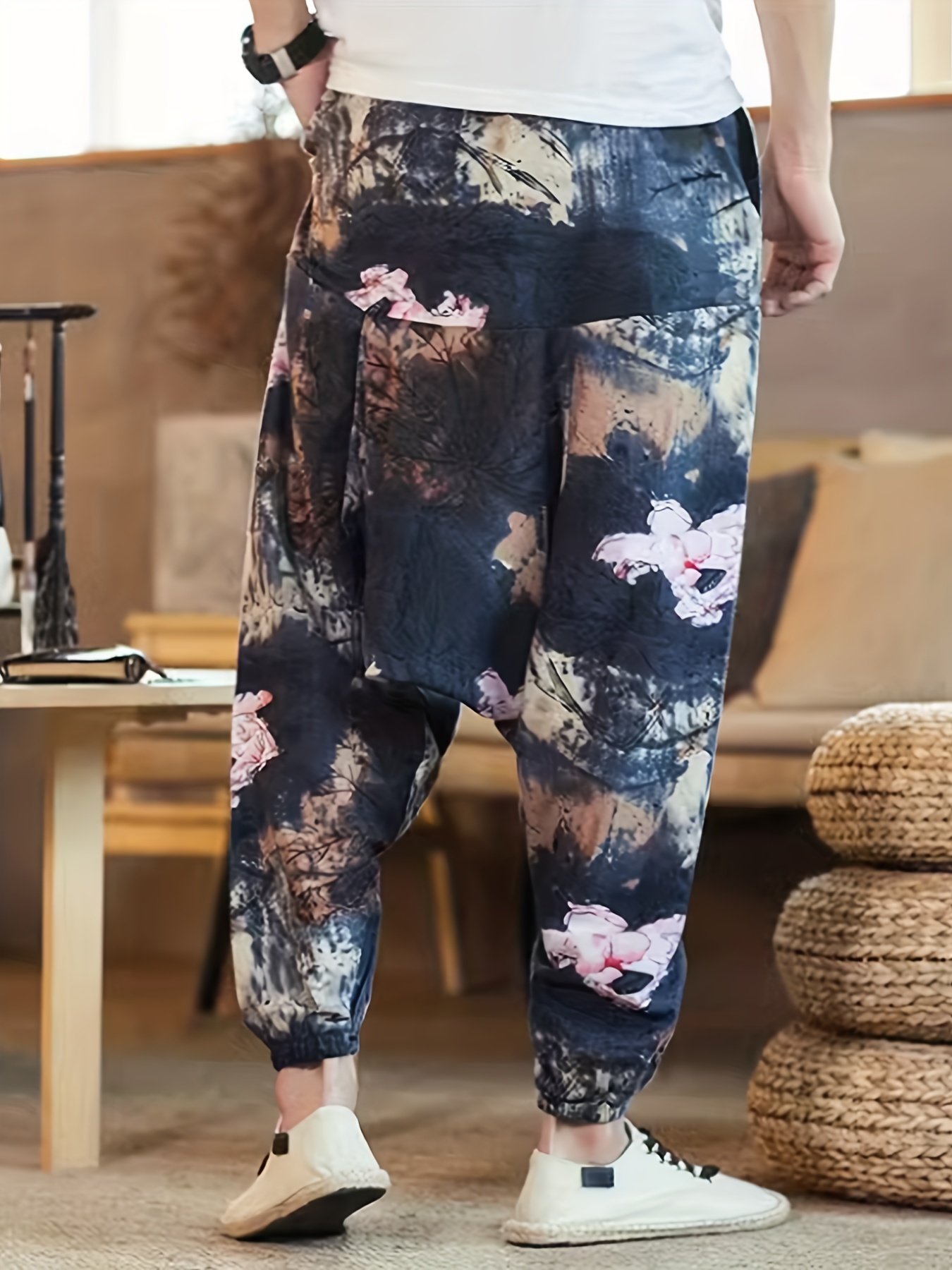 Pinstripe Drop Crotch Cuffed Harem Pant – Baci Fashion