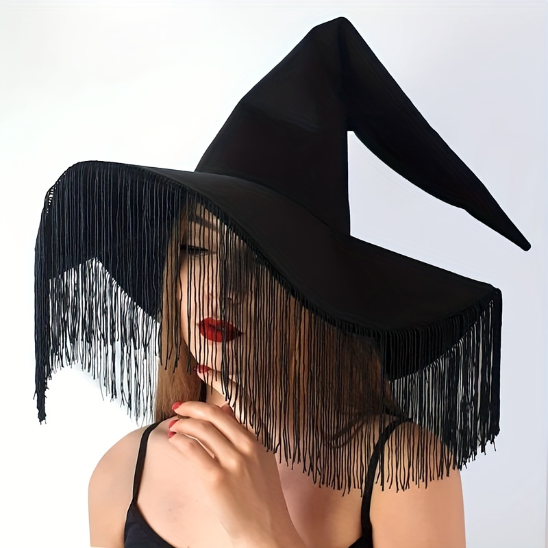 Gothic Tassel Witch Hat Halloween Costume Accessory