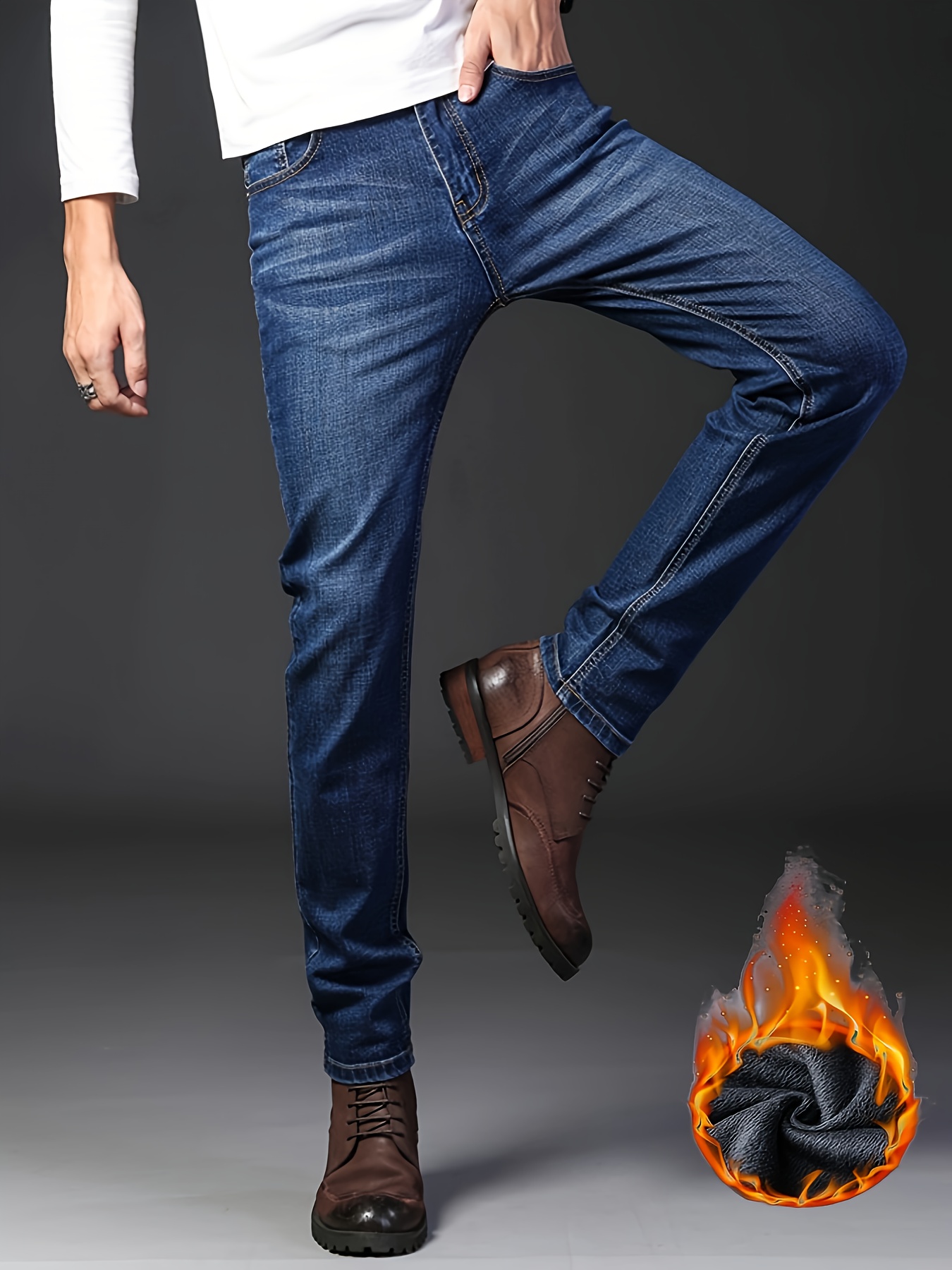 Slim Fit Straight Leg Jeans For Business Men s Semi formal Denim Pants