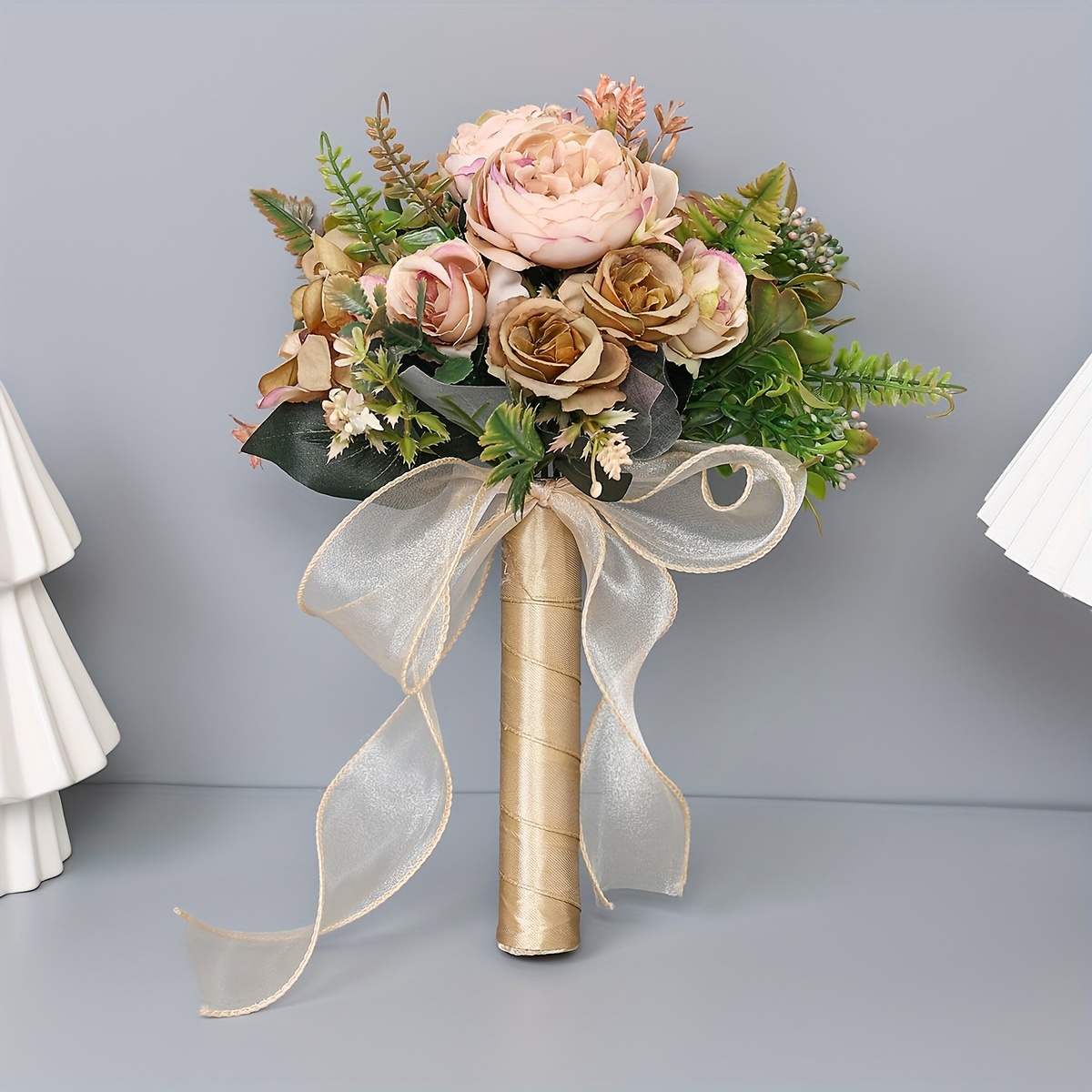 Dusty Pink Bouquet With Pampas Grass 12/ Rustic Boho Wedding Bouquet/  Bridal Bridesmaid Bouquet/ Wedding Centrepiece/ Wedding Home Decor 