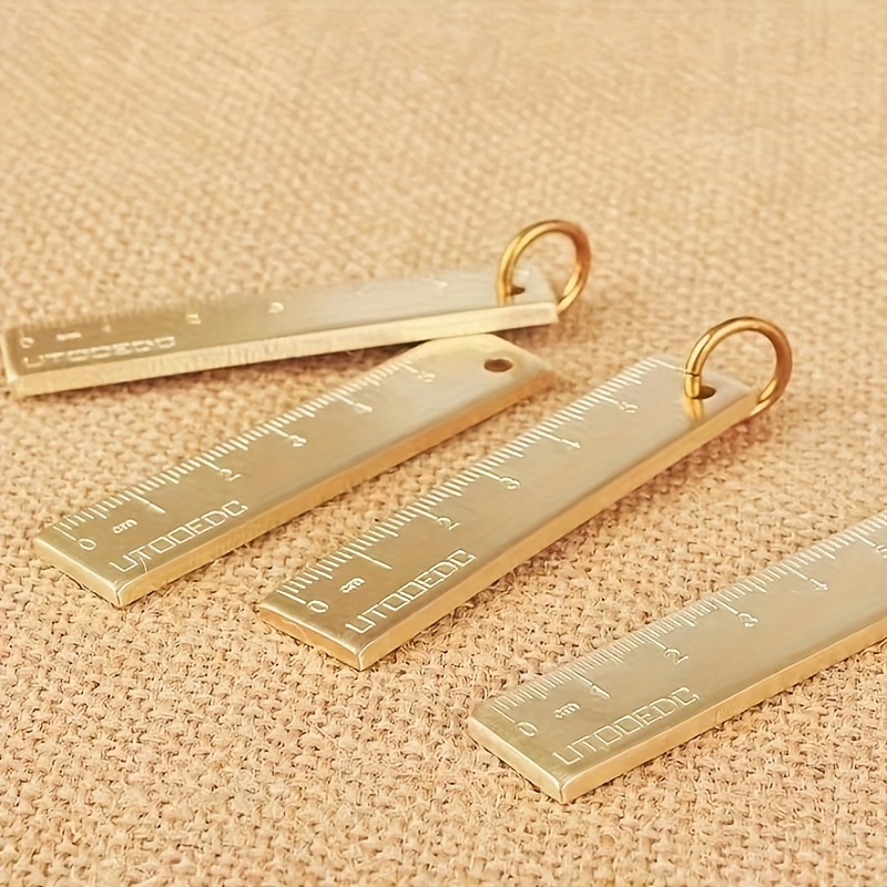 Small Copper Ruler Brass Metal Ruler Key Card Pendant - Temu