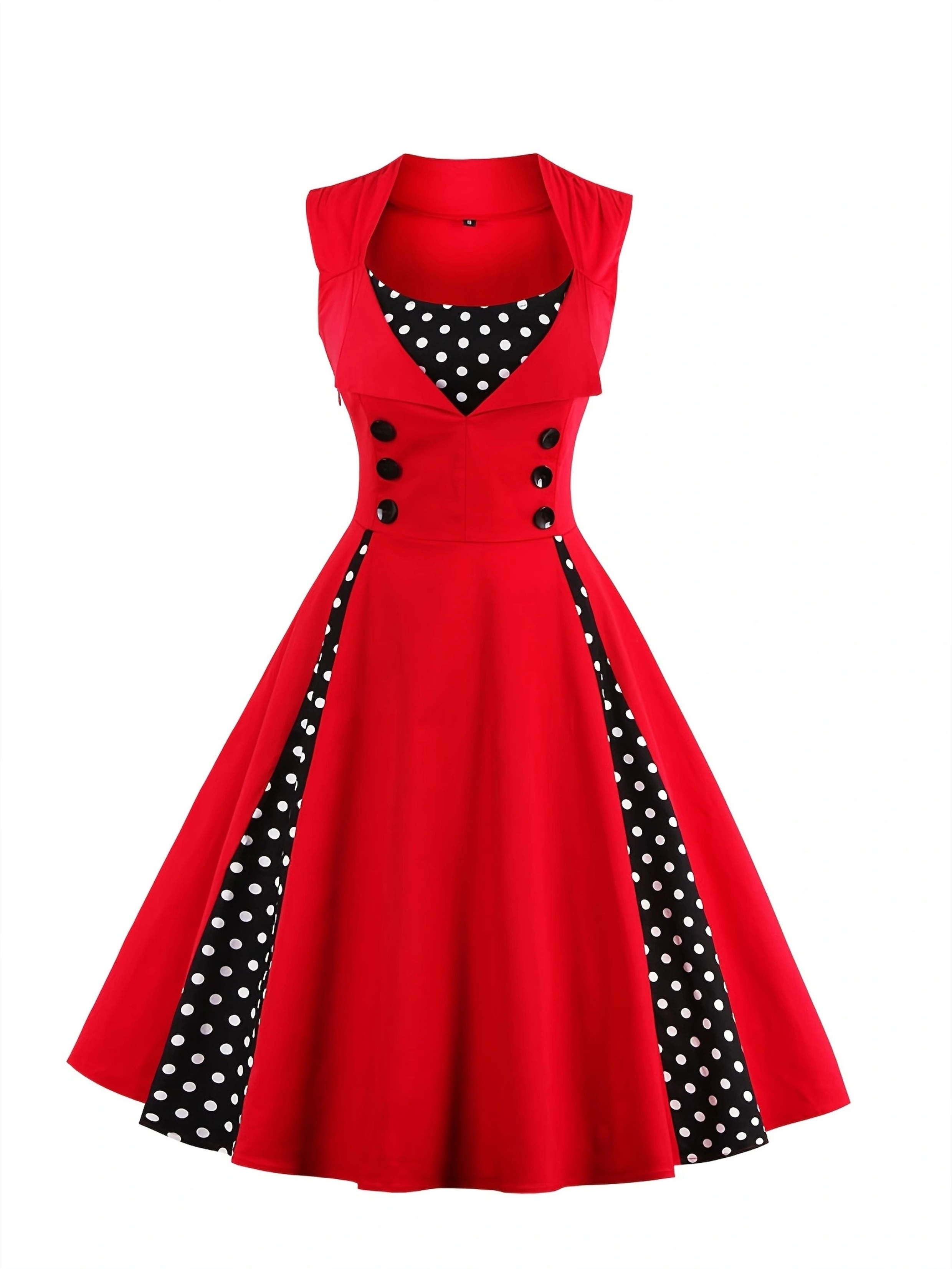 Retro Button Stitching Large Swing Dress Vintage Fashion - Temu Canada