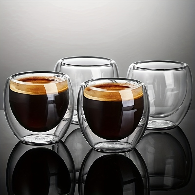 Mfacoy Double Wall Insulated Glasses Espresso Cups Set of 4, 5 oz Clear  Coffee Cups with Handle, Esp…See more Mfacoy Double Wall Insulated Glasses