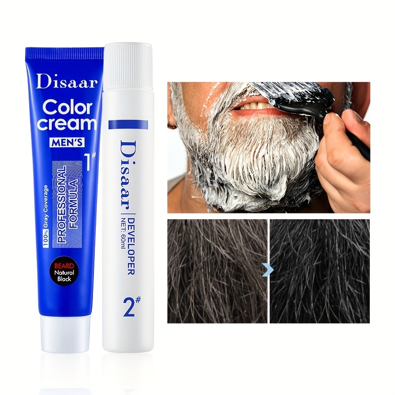 60ml 2pcs Men's Natural Beard Dye Cream Fast Dyeing Paste