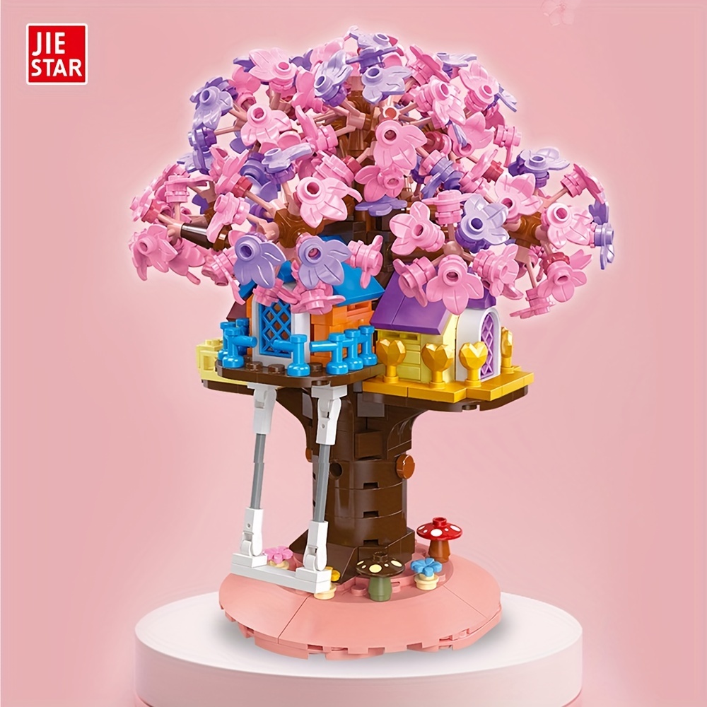 Mini Blocs De Maison D'arbre Sakura, Diamant Japonais, Vue De Rue