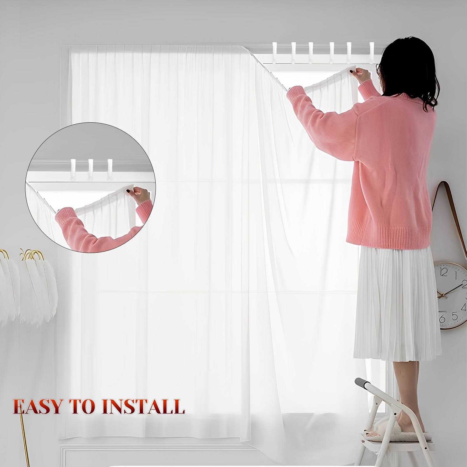 White Plastic Curtain Gliders Easy Installation Convenient - Temu