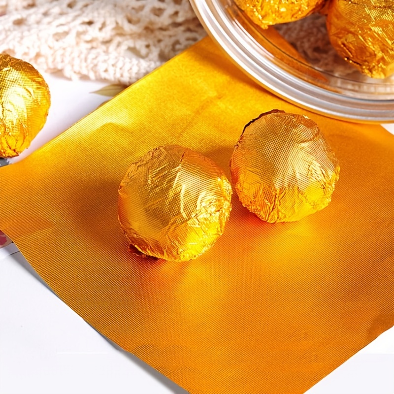 300 Pcs Chocolate Candy Wrappers Golden Aluminium Foil Paper Wrapping  Papers Square Sweets Lolly Paper Food Safety Candy Tin Foil Wrappers for  DIY