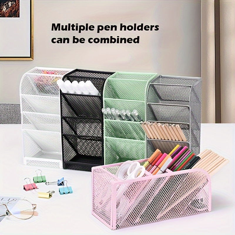 Portapenne Scrivania Organizer Portapenne Inserimento Obliquo Semplice Pen  Organizer Storage, simpatico Portapenne in plastica Portamatite (blu e  rosa)