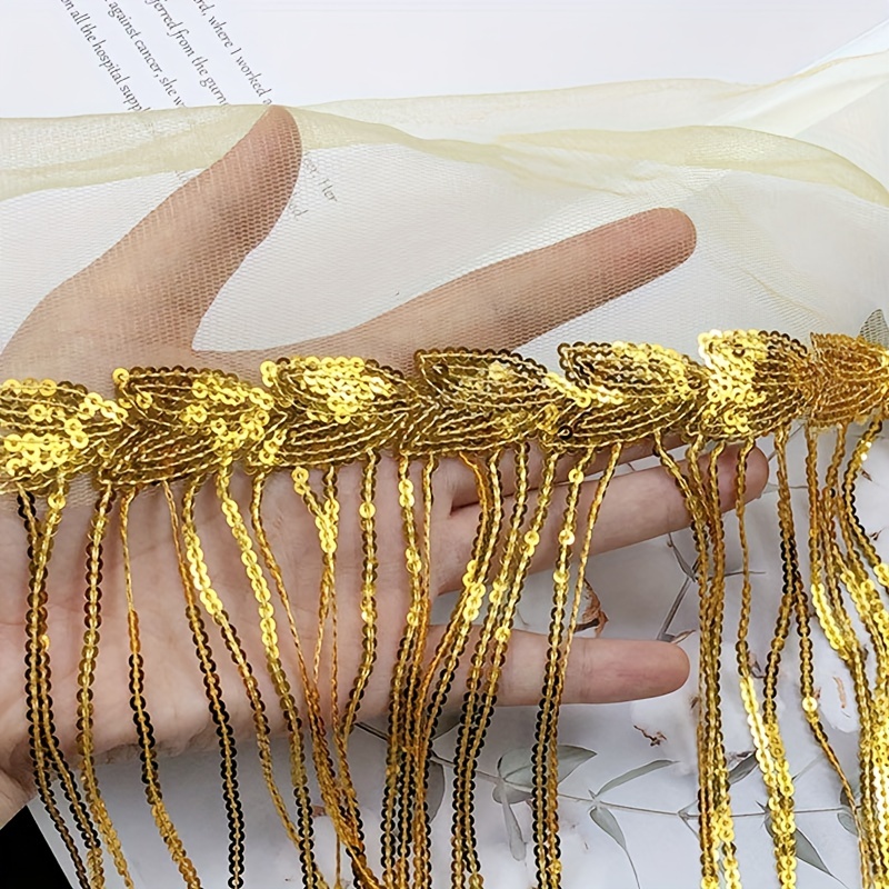 Sequin Fringe Trimmings, Gold Sequin Accessories