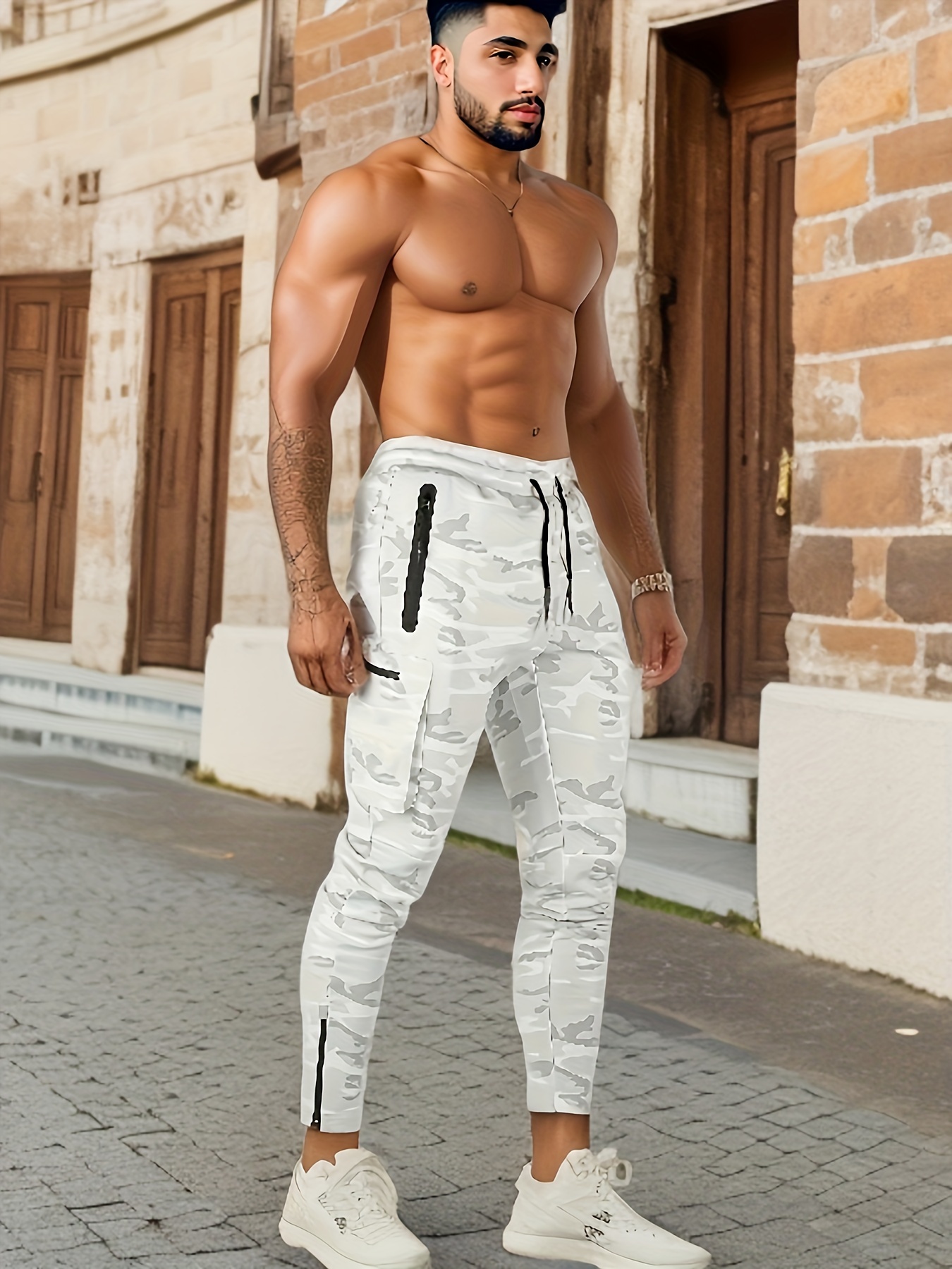 Multi Pockets Drawstring Athletic Pants Pants Men's Casual - Temu