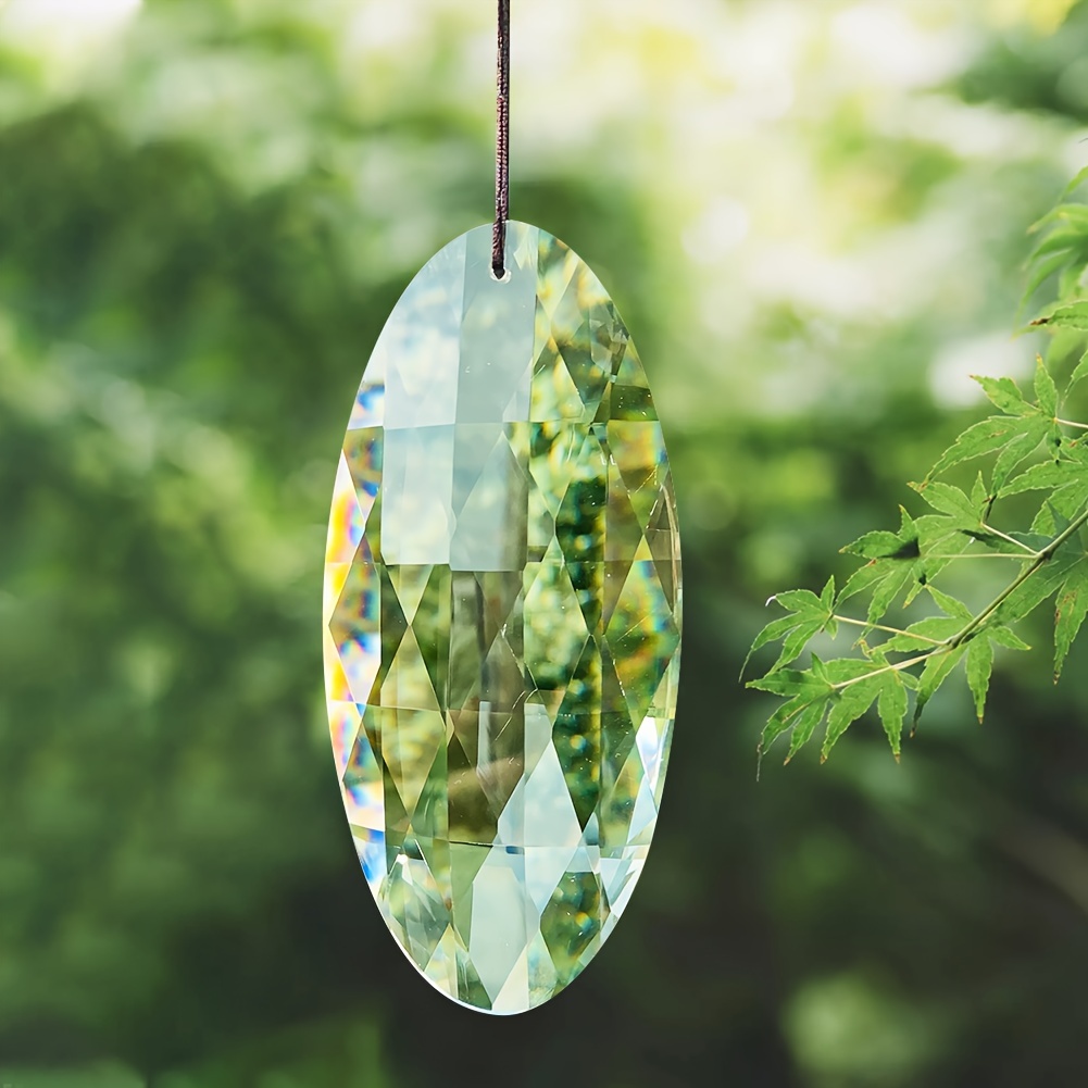 120mm Large Oval Cut Glass Crystal Prism Suncatcher Hanging FengShui  Chandelier