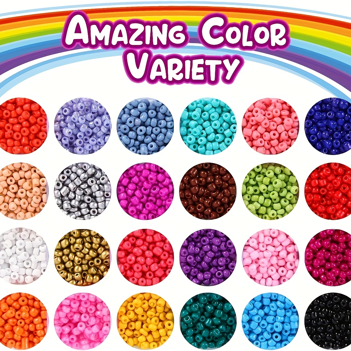  Cmidy Cuentas de vidrio para pulseras, kit de fabricación de  joyas, cuentas de cristal, 2400 piezas de 0.157 in, 24 colores, patrón de  bricolaje de bolas redondas sueltas para mujeres, adultos