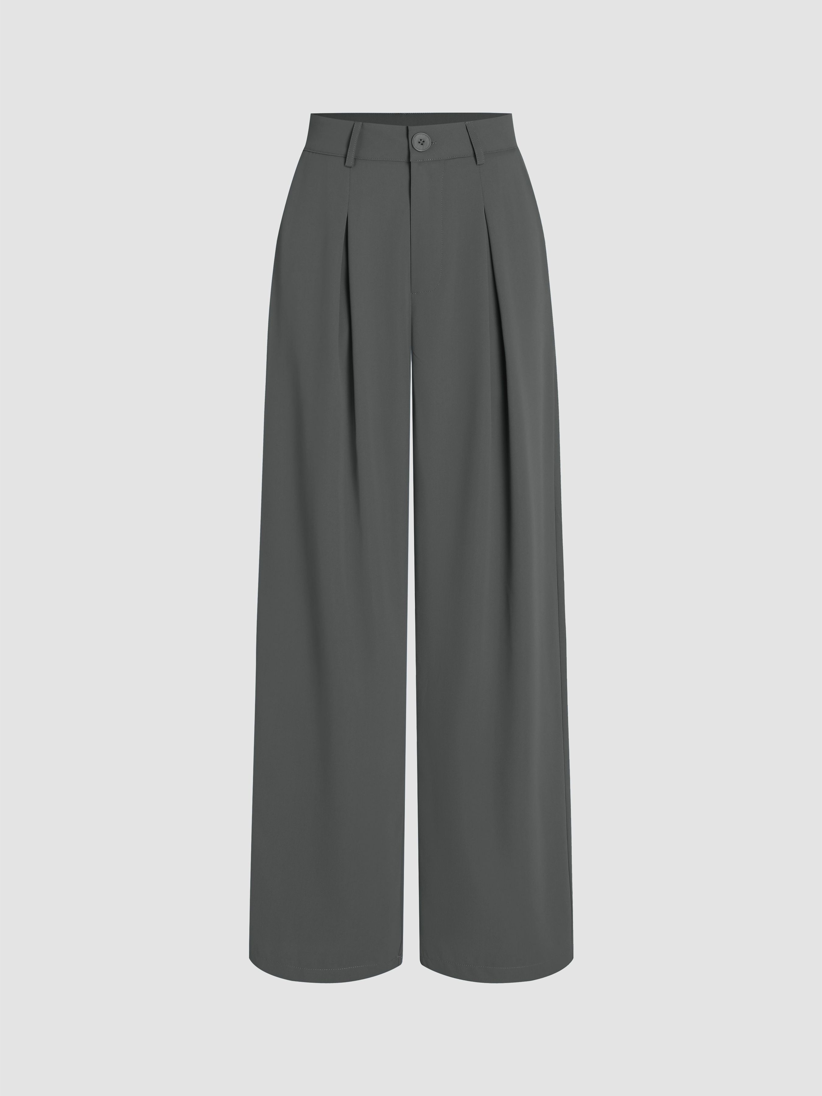 Women's Mid Rise Elastic Waistband Drawstring Side Pocket Palazzo Flowy  Wide Leg Casual Plus Size Pants - Halara