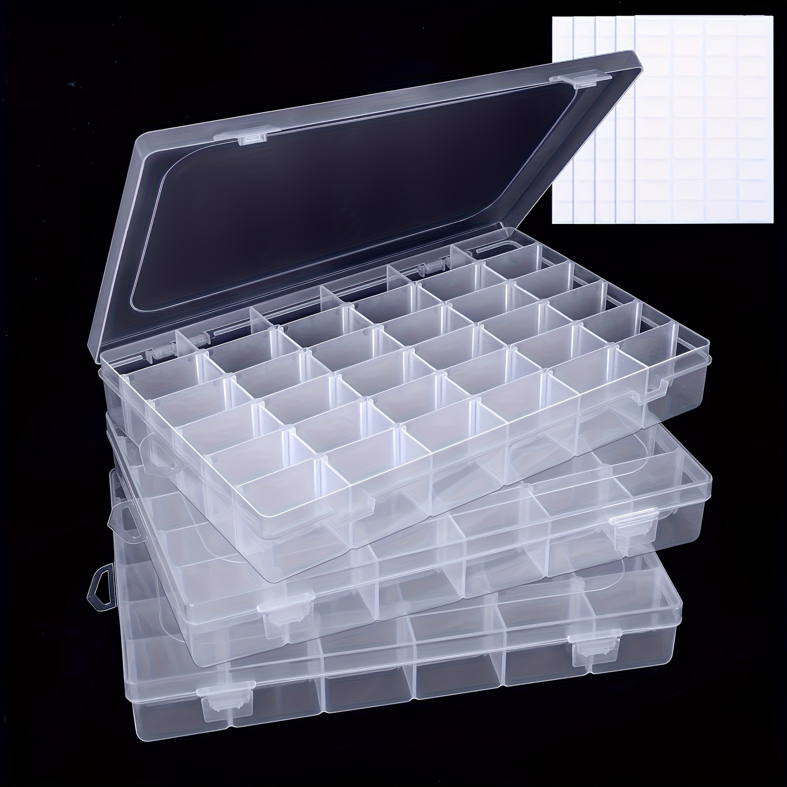 32 Packs 15 Grids Clear Bead Organizer Storage Plastic Jewelry Box