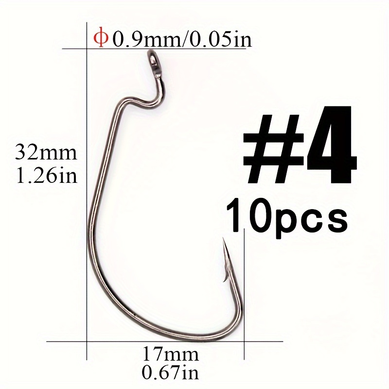 2packs Multi Size Offset Worm Hooks, Barbed Fishing Hooks With Hole, Accessories For Sea Fishing