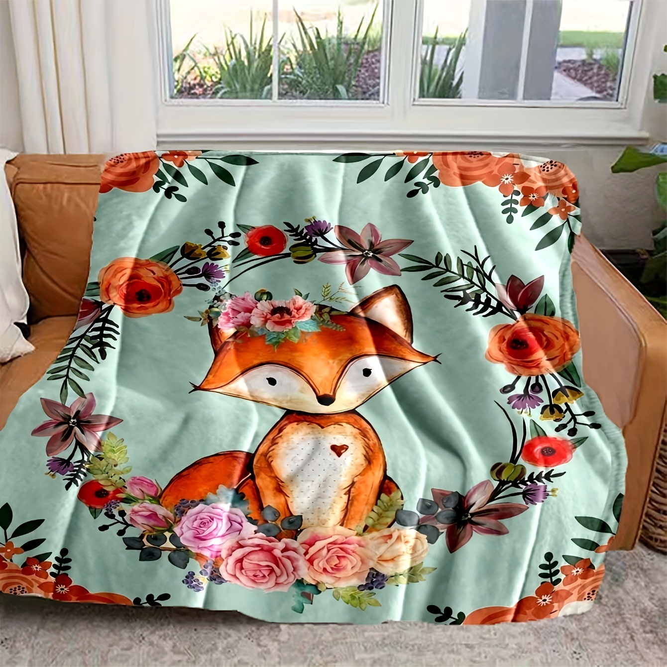 Colorful Flowers Bed Blanket With Pillow Case For All Season Comfortable  and Warm Flannel Blanket Teenage Girl Gifts Blanket For Newborn Toddler 