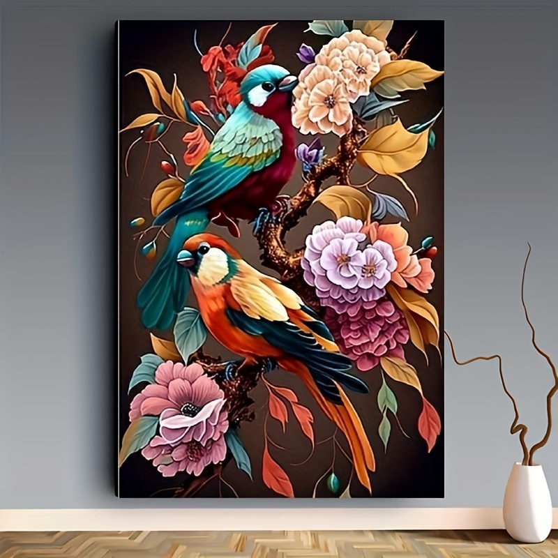 1pc Diy 5d Diamond Painting Set Flower Bird Wall Art Decor Home